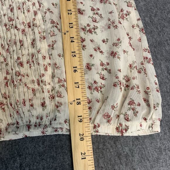 Forever 21 Shirt Large Sheer Floral Romantic Blouse Ruffle Dainty Cream L - Picture 6 of 6